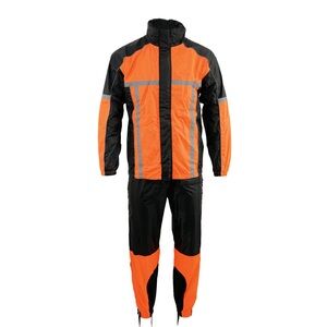 Milwaukee Leather Men’s Black & Orange Motorcycle Rain Suit, Size XL